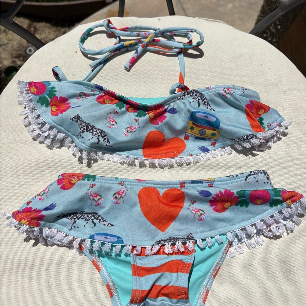 Kids Floral Heart Bikini Set